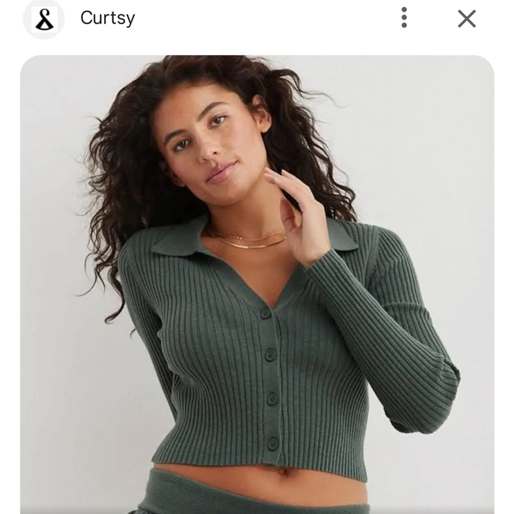 Aerie Gotta Jet Sweater Set in Olive Green size large